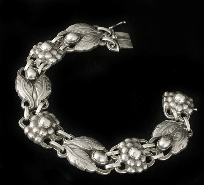 Jensen early silver foliate bracelet design no3